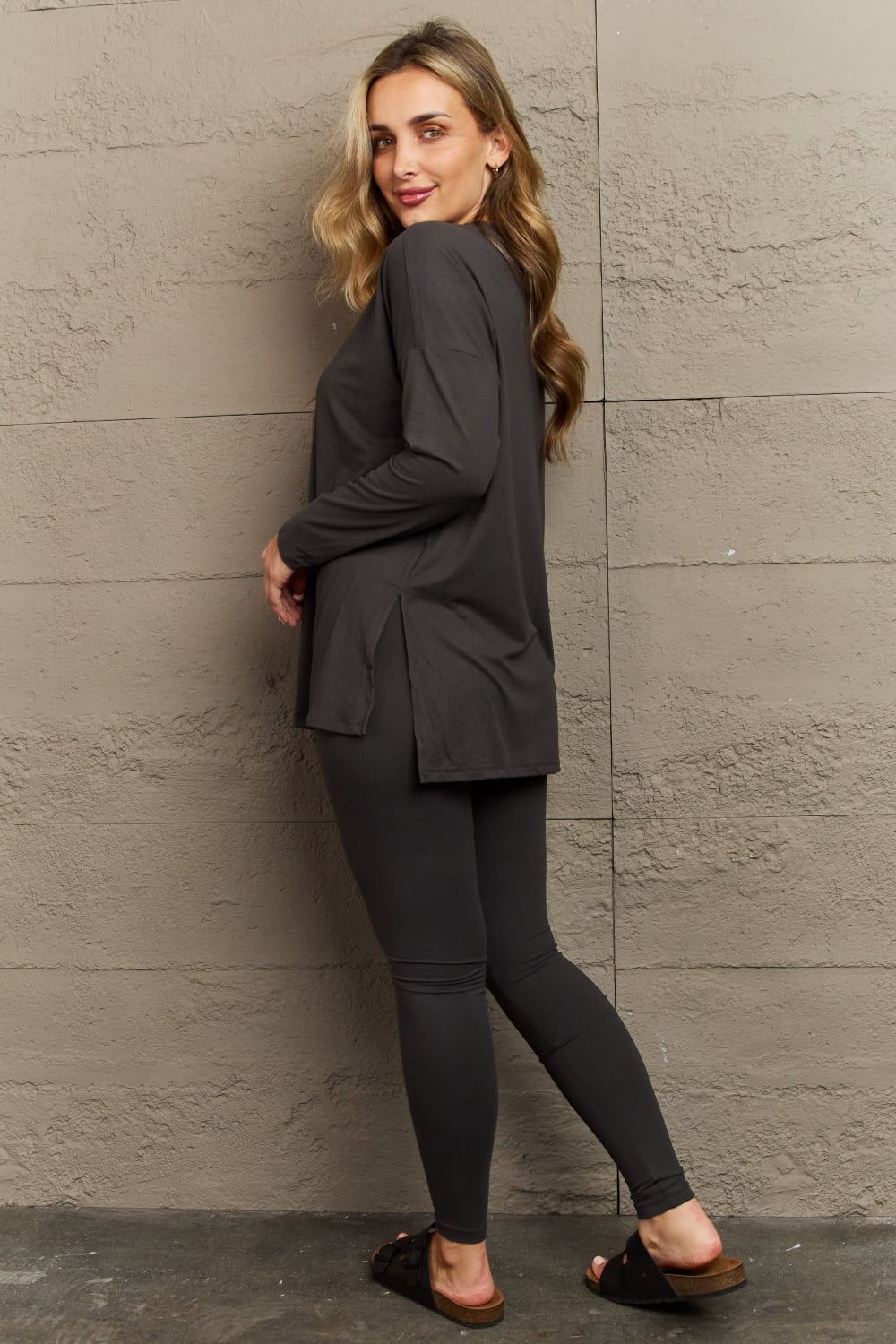 Zenana Lazy Days Full Size Long Sleeve and Leggings Set